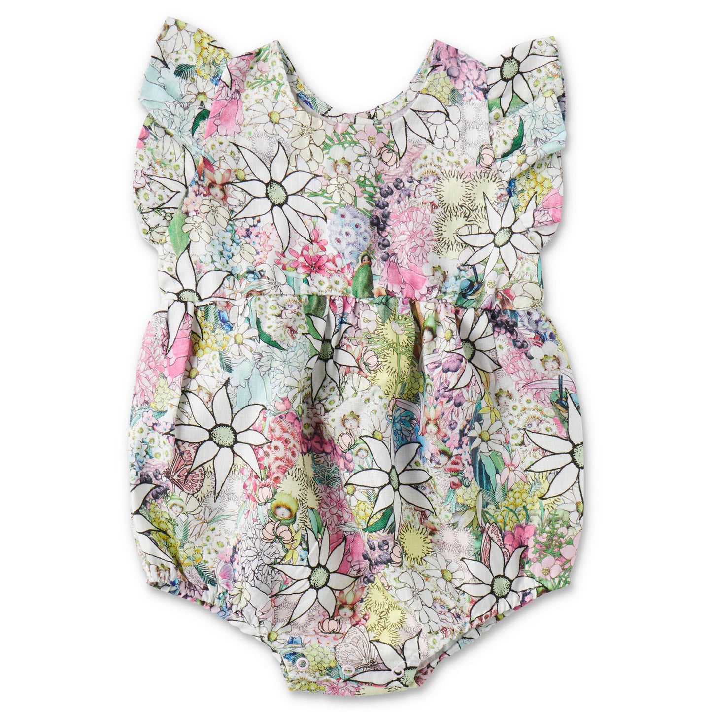 May Gibbs X Kip&Co Flora And Fauna Linen Frill Playsuit