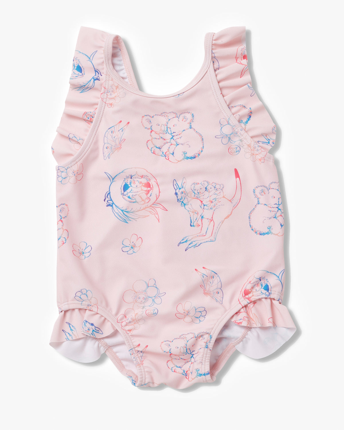 May Gibbs x Walnut Melbourne Posey Frill Bather - Rainbows Pink