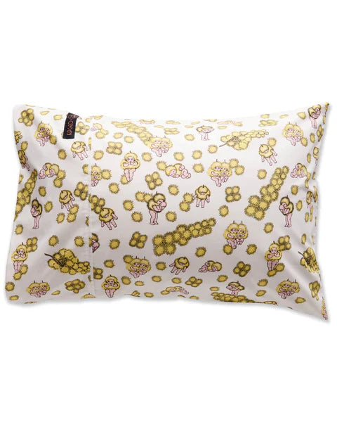 May Gibbs x Kip&Co Wattle Dance White Organic Cotton Pillowcase