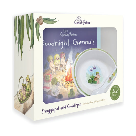 May Gibbs: Snugglepot and Cuddlepie Bowl and Spoon Gift Set (Goodnight Gumnuts)