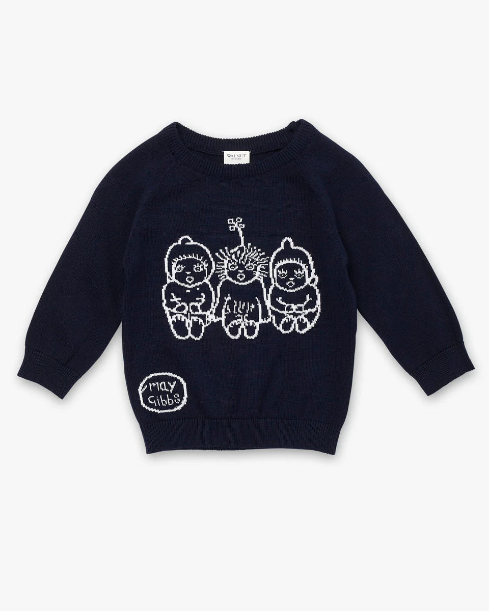 May Gibbs x Walnut Melbourne Cuddle Knit Jumper Bush Baby Blue