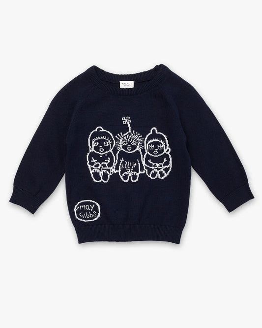 May Gibbs x Walnut Melbourne Cuddle Knit Jumper Bush Baby Blue