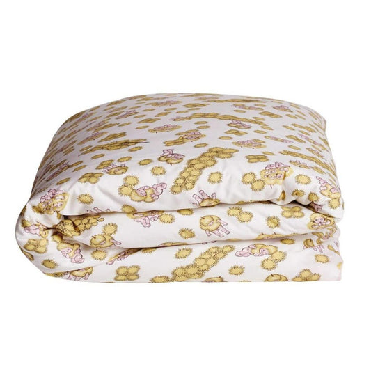 May Gibbs x Kip&Co Wattle Dance White Organic Cotton Quilt Cover