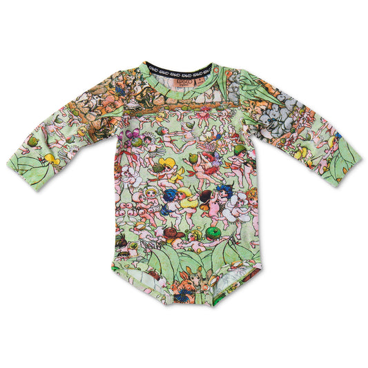 May Gibbs X Kip&Co Bush Dance Organic Long Sleeve Romper