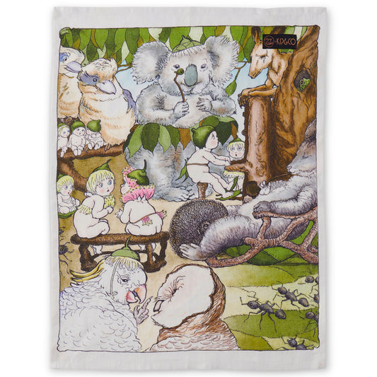 May Gibbs x Kip&Co Bush Meeting Linen Tea Towel