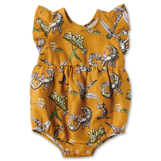 May Gibbs X Kip&Co Desert Daycare Linen Frill Playsuit
