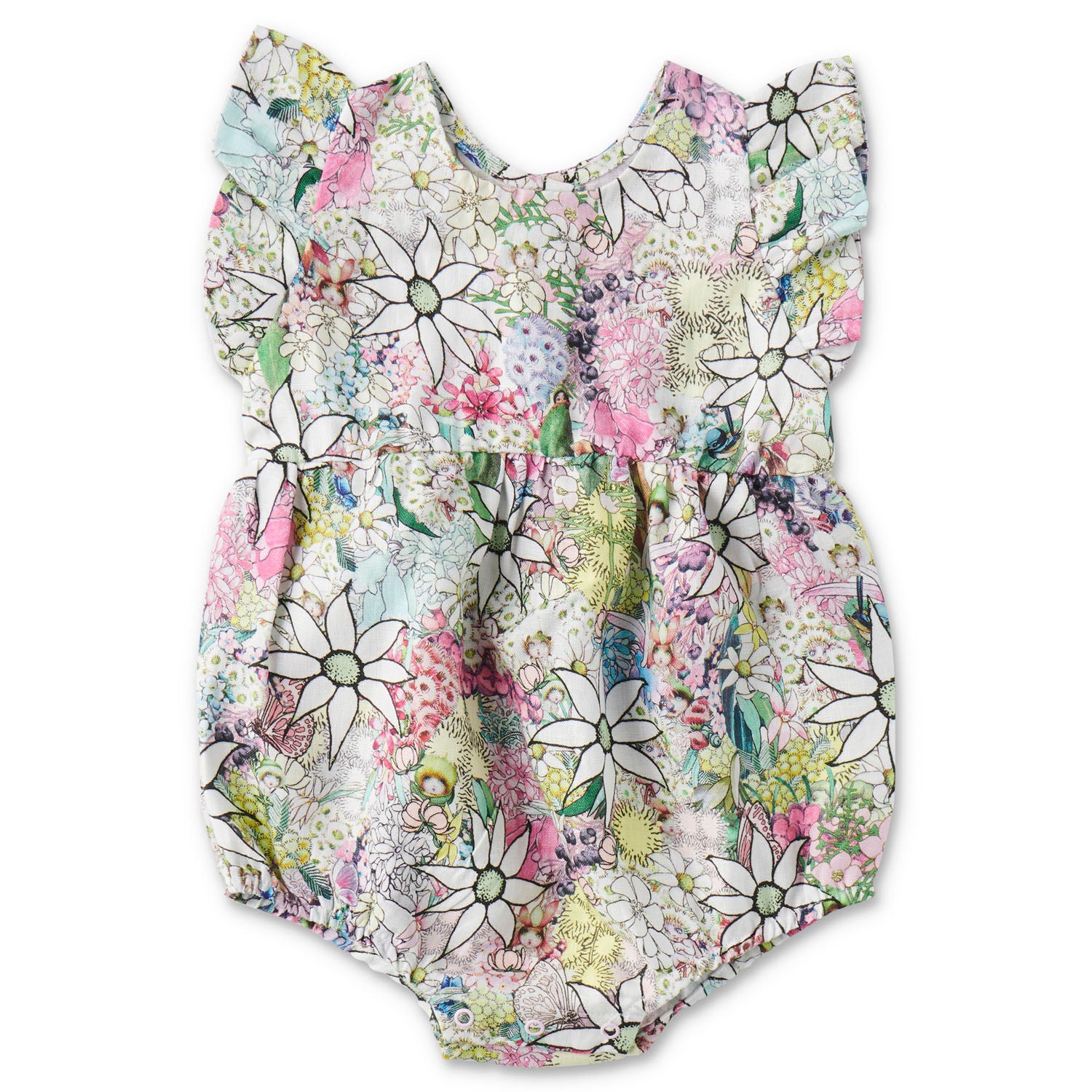 May Gibbs X Kip&Co Flora And Fauna Linen Frill Playsuit
