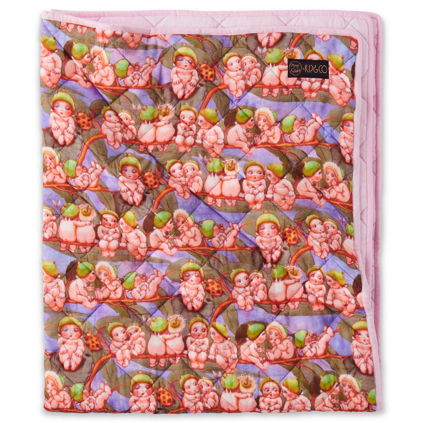 May Gibbs X Kip&Co Sweet Cheeks Quilted Cotton BedspreadCuddle up cosy with the Kip&Co x May Gibbs Fly Baby Organic Cotton Quilted Kids Bedspread.