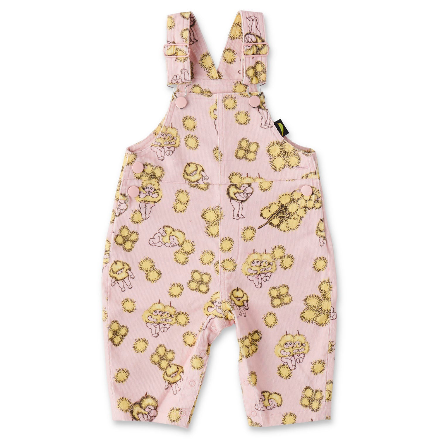 May Gibbs X Kip&Co Wattle Dance Pink Corduroy Baby Overalls
