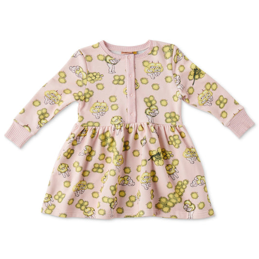 May Gibbs X Kip&Co Wattle Dance Pink Long Sleeve Sweater Dress
