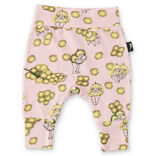 May Gibbs X Kip&Co Wattle Dance Pink Organic Drop Crotch Pant