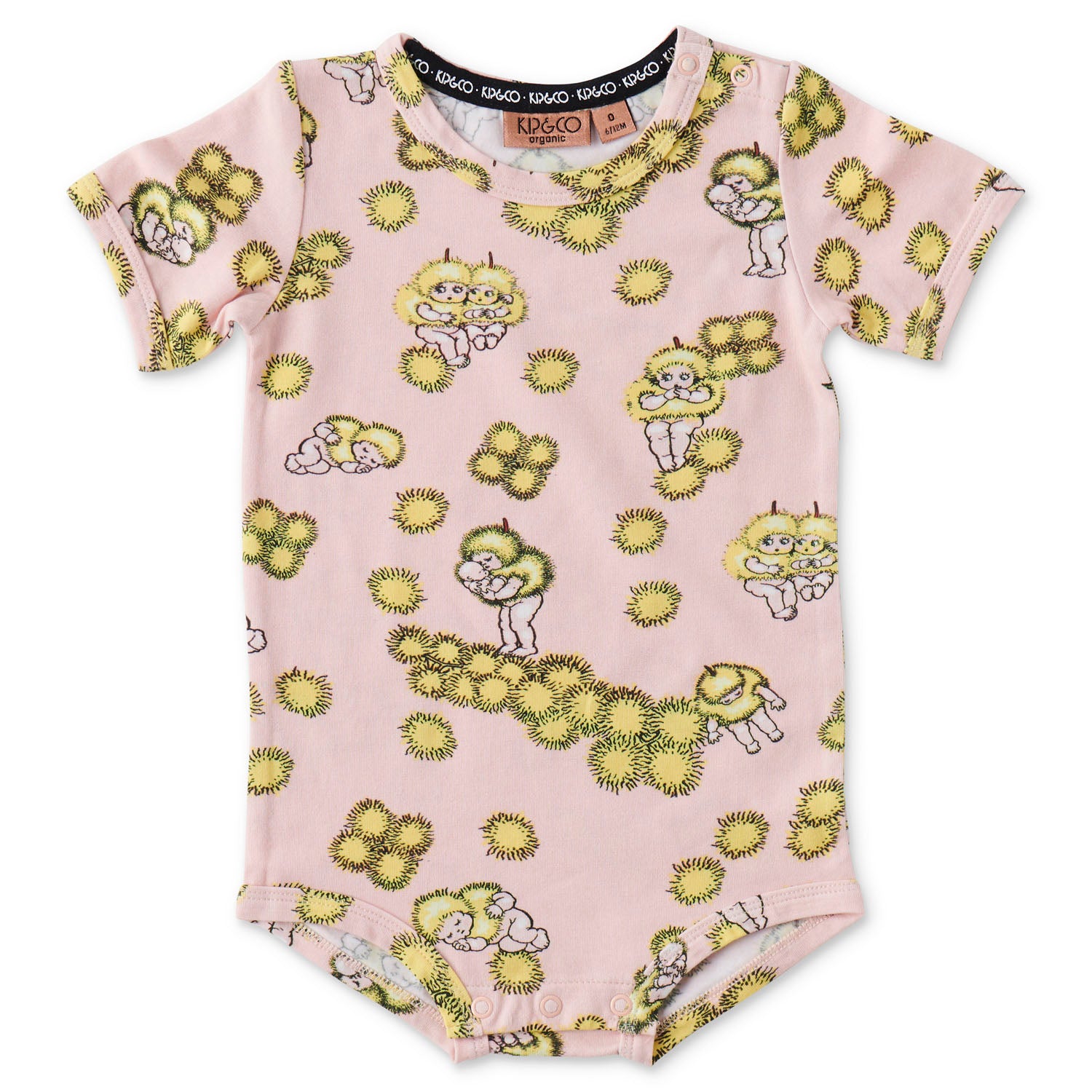 May Gibbs X Kip&Co Wattle Dance Pink Organic Short Sleeve Romper