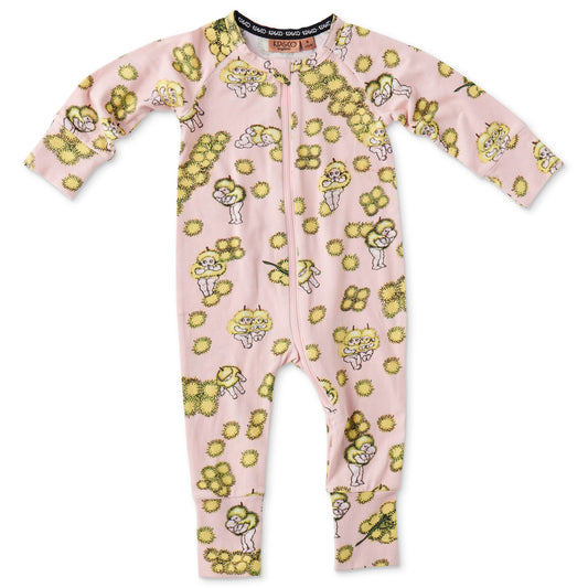 May Gibbs X Kip&Co Wattle Dance Pink Organic Zip Romper