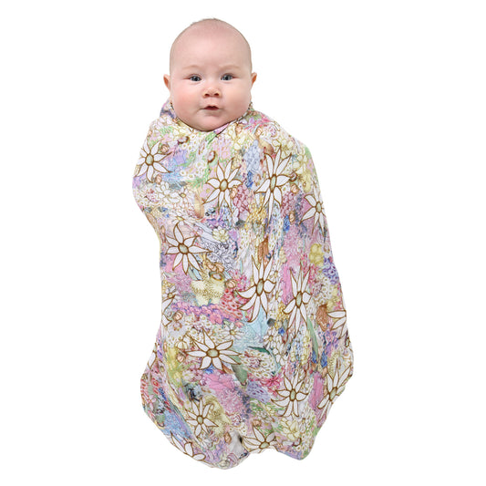 May Gibbs x Kip&Co Flora & Fauna Bamboo Swaddle
