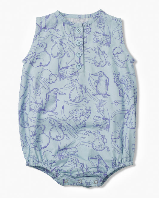 May Gibbs x Walnut Melbourne Banjo Romper - Wildlife Blue