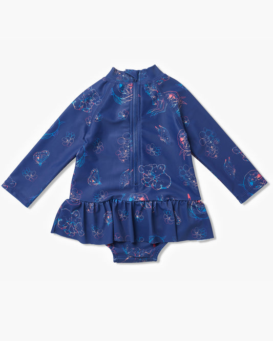 May Gibbs x Walnut Melbourne Pia Long Sleeve Bather Rainbow Navy