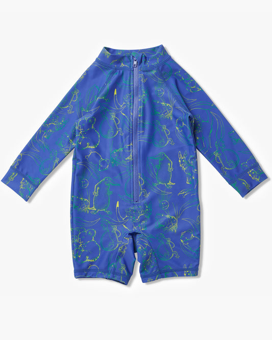 May Gibbs x Walnut Melbourne Pippie Long Sleeve Swimsuit Wildlife Cobalt