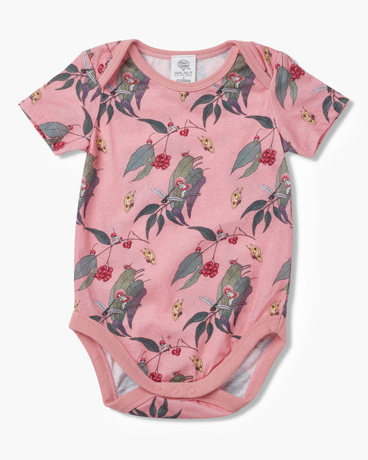 May Gibbs x Walnut Melbourne Wren Onesie Native Berries