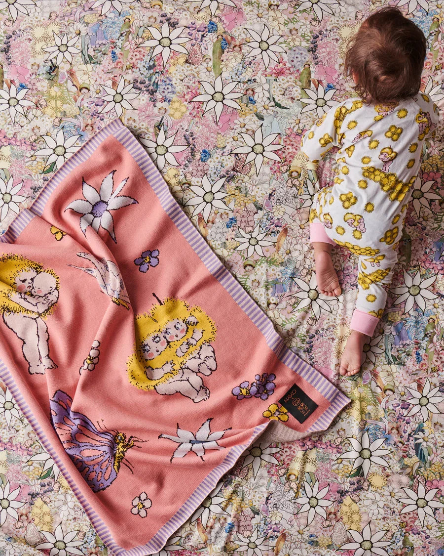 May Gibbs x Kip&Co Flora & Fauna Cotton Knitted Blanket