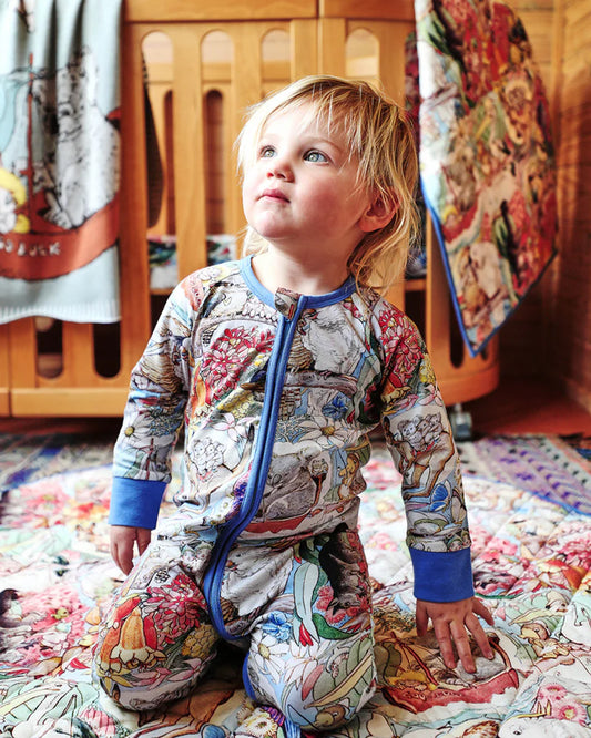 May Gibbs x Kip&Co Bush Friends Organic Long Sleeve Zip Romper